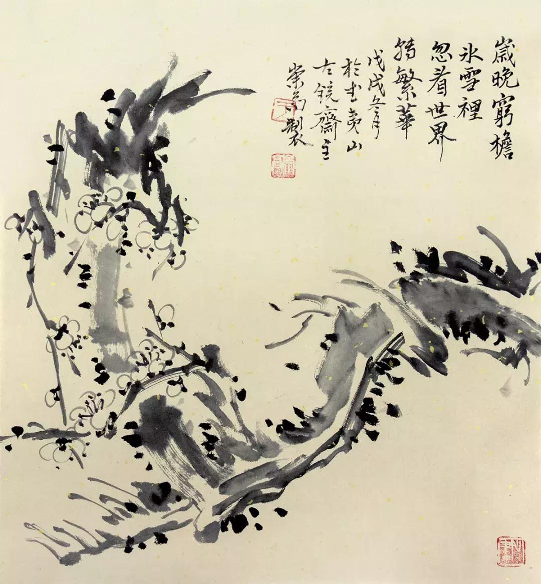 梅兰竹菊国画中的山石画法,梅兰竹菊国画写意教学视频