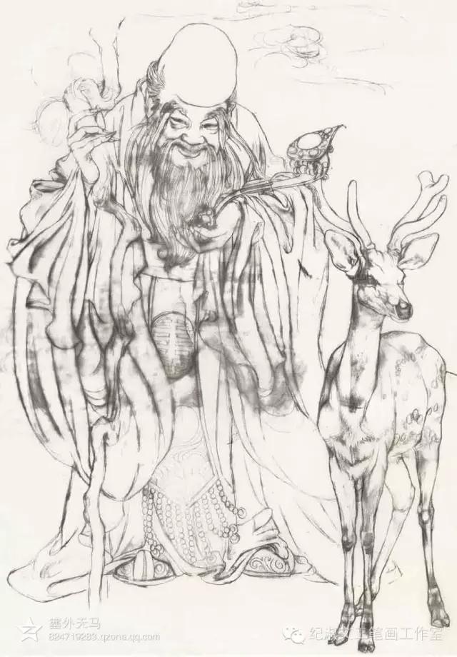 工笔人物老人画法,工笔寿星图多少钱