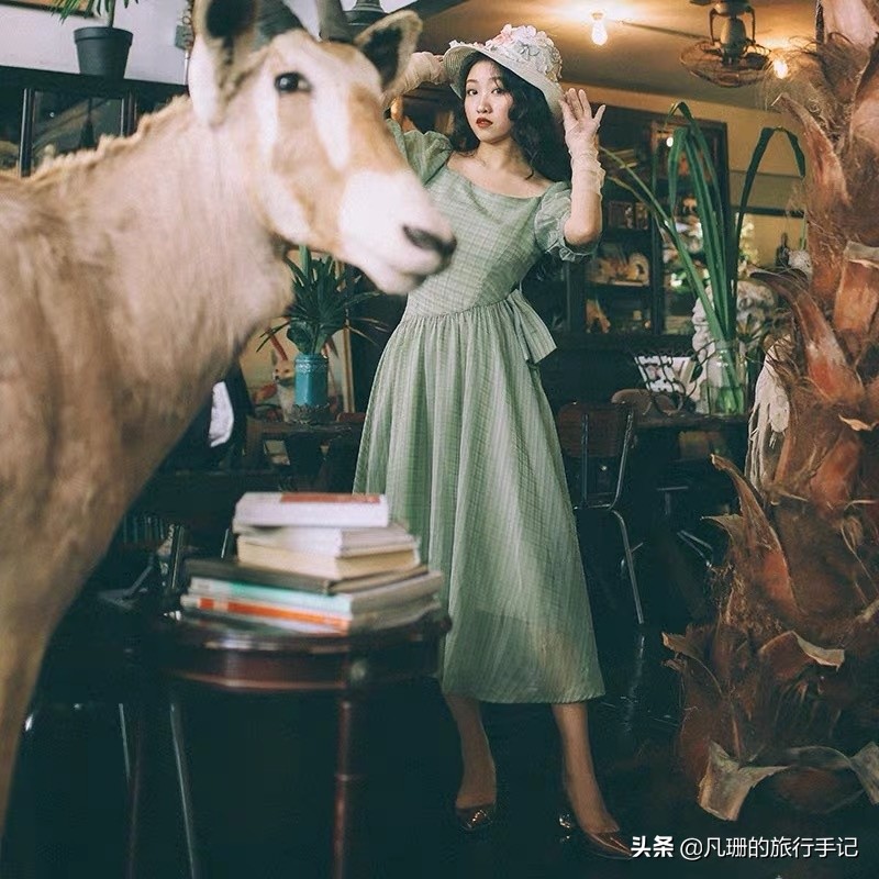 度假风绿色连衣裙,法式桔梗仙女裙​