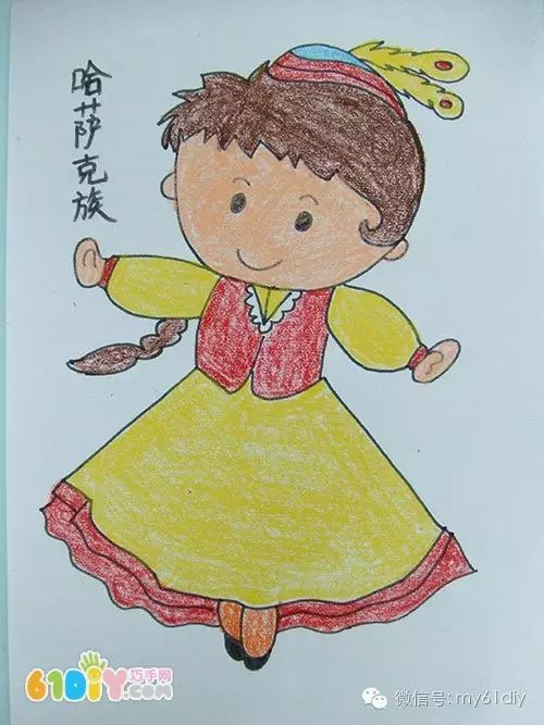 彩色少数民族儿童简笔画图片大全,五十六个民族简笔画卡通
