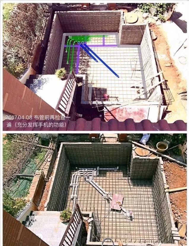 小院锦鲤鱼池建造全过程,自己建造庭院锦鲤鱼池