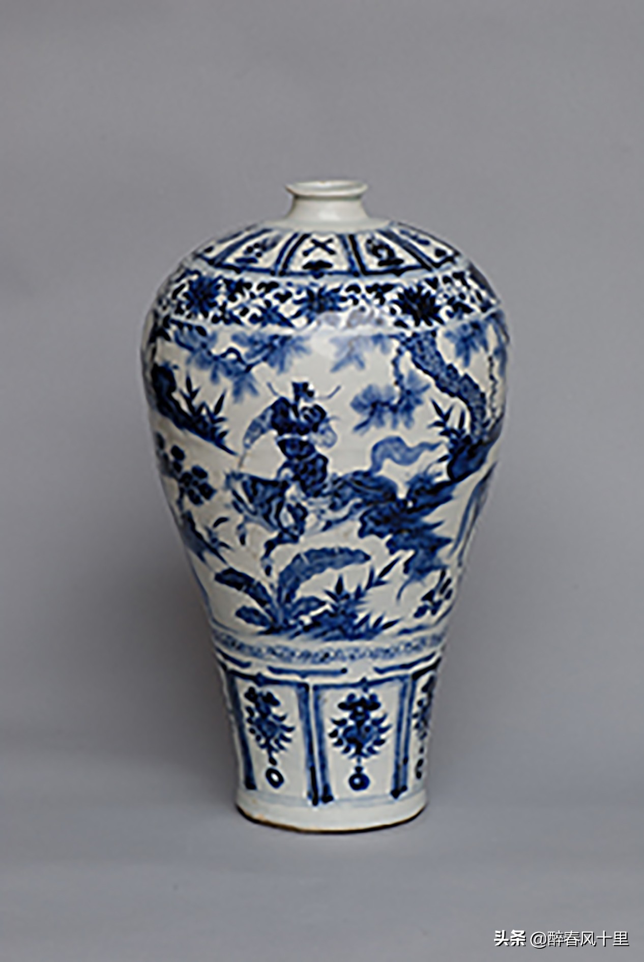 元青花梅瓶人物故事图梅瓶,元青花萧何月下追韩信图梅瓶