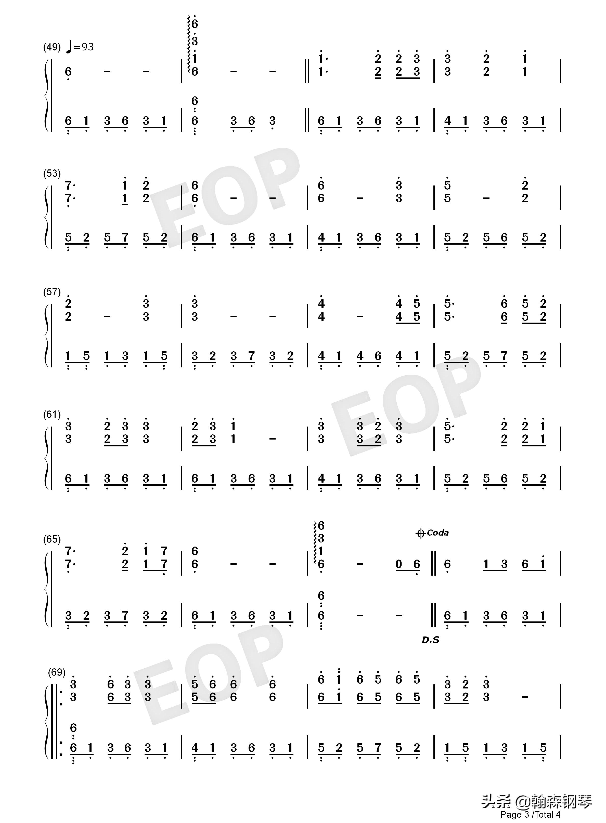 丁香花钢琴简谱左右手图文,钢琴曲丁香花五线谱简易版