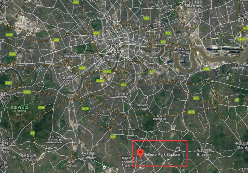 伦敦的著名足球场,用谷歌地图看地方