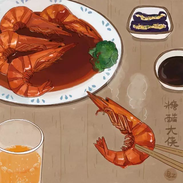 日本插画师的美食插画手绘图片,适合临摹的美食插画