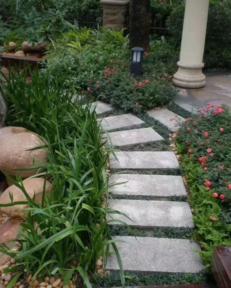 庭院花园石材地板铺设效果,私家庭院最流行的4大铺装方式