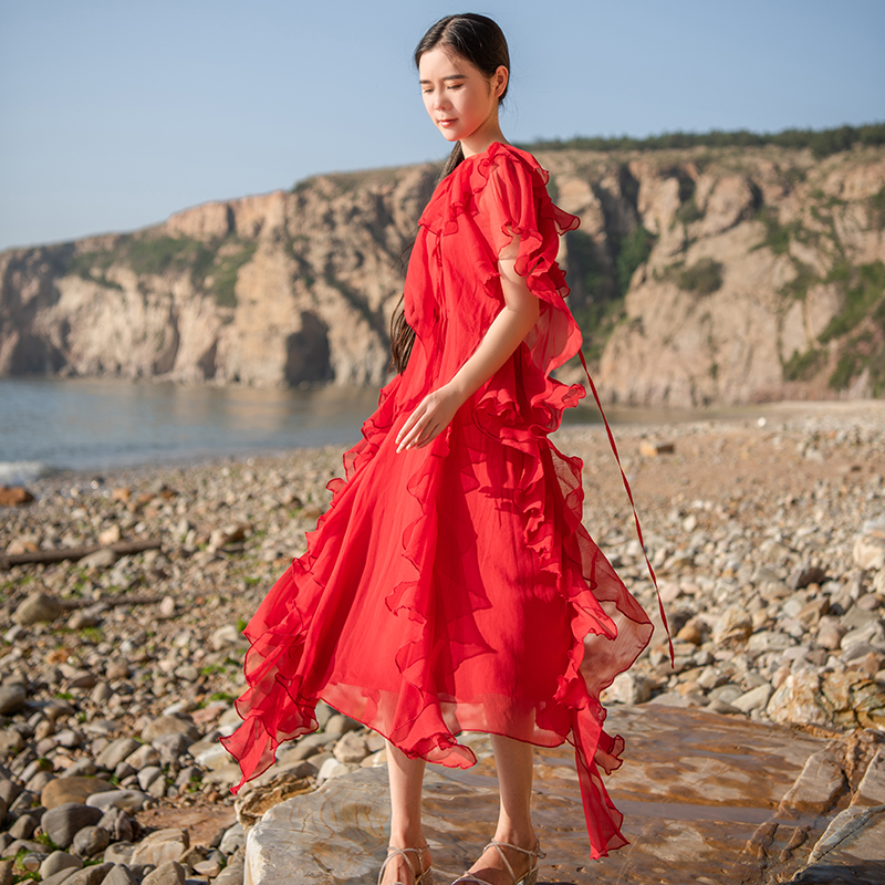 度假风异域风情连衣裙,度假民族风连衣裙