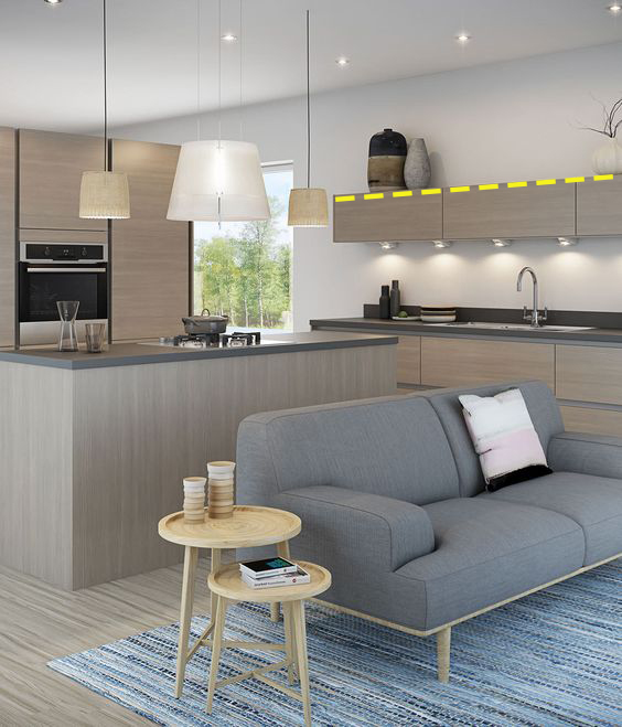 厨房吊柜和台面一样宽可以吗,厨房吊柜距离台面50公分的效果