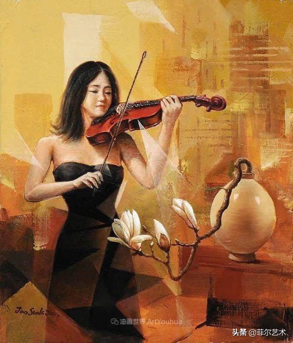 韩国画家朱世柱的作品非常出色,温暖、音乐和神秘