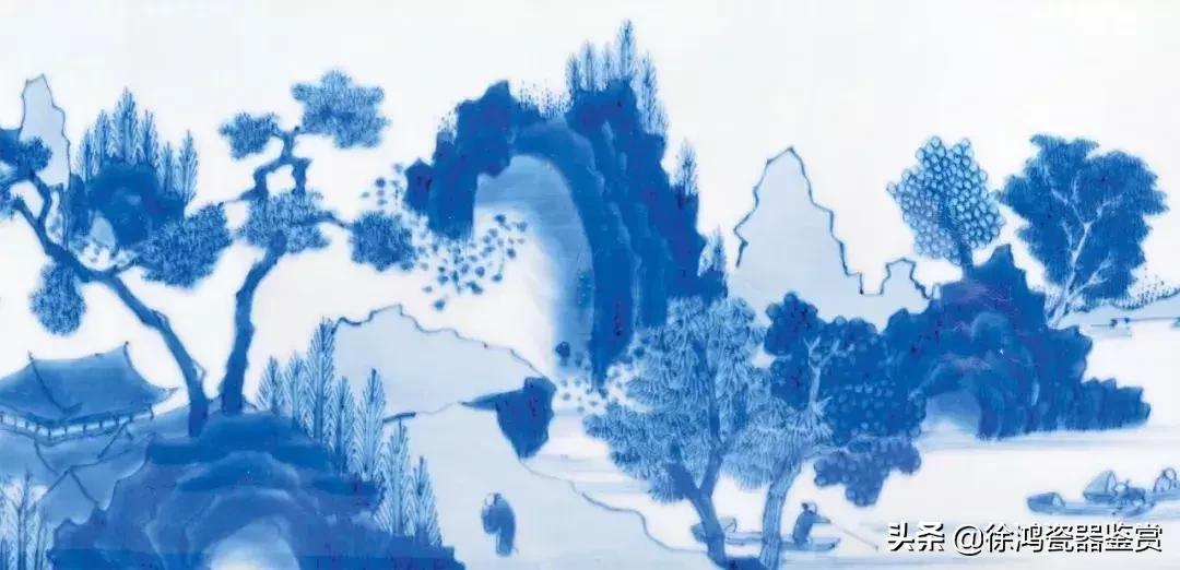 明崇祯青花山水瓷器,明崇祯鹿纹青花瓷器