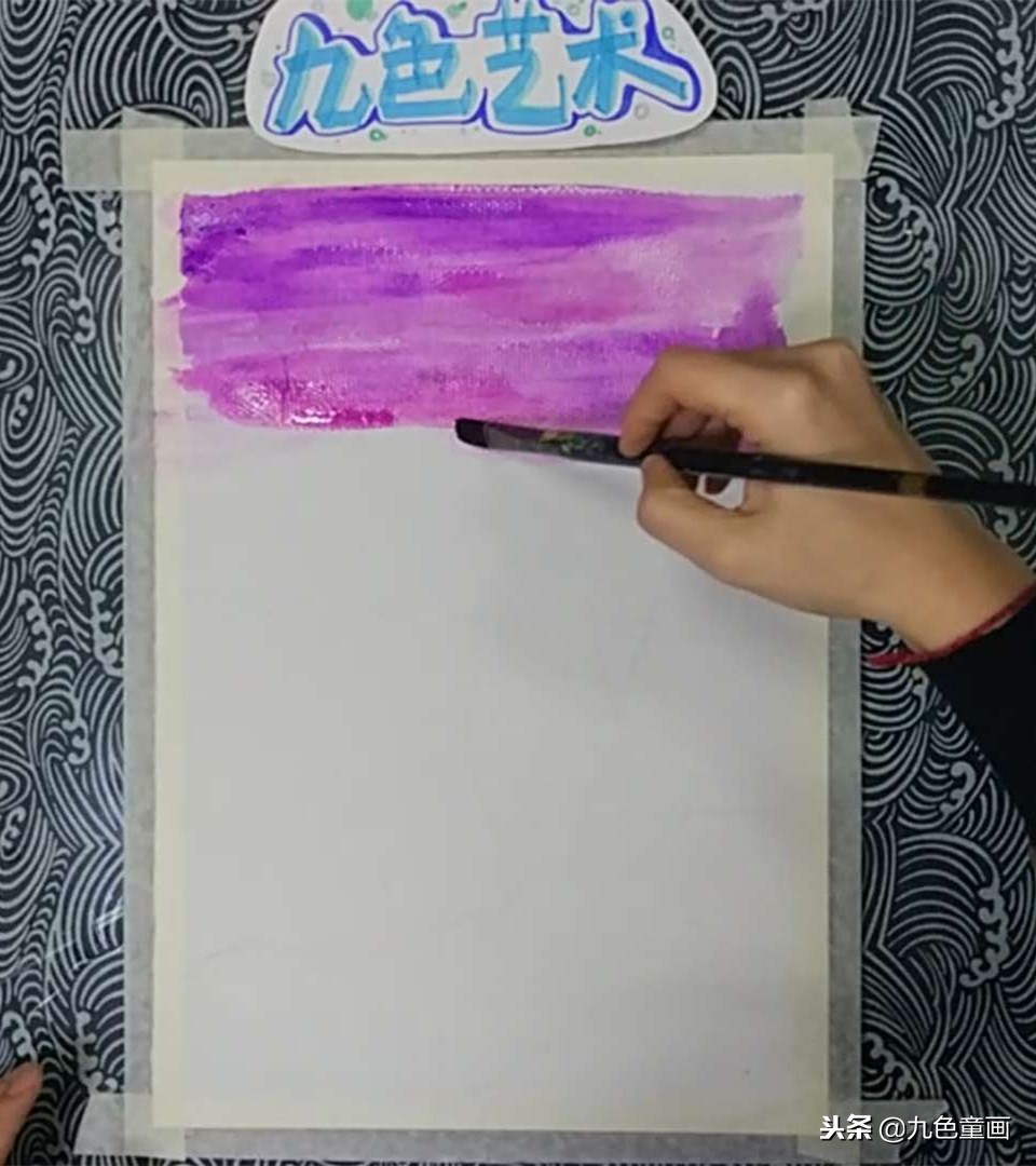 少儿儿童画教程，雪地松树少儿水粉画