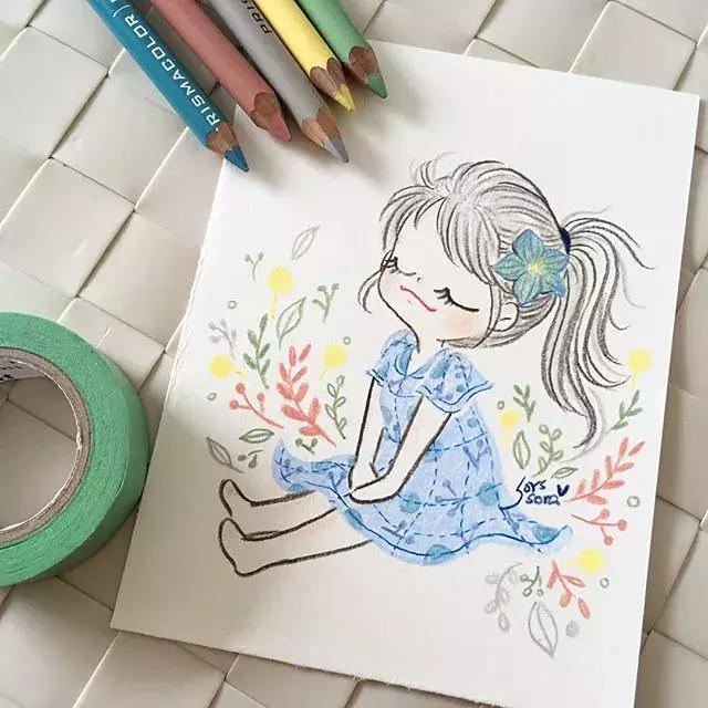 哈士奇的简笔画图片用彩铅画的,儿童彩铅简笔画6-12岁美观小人