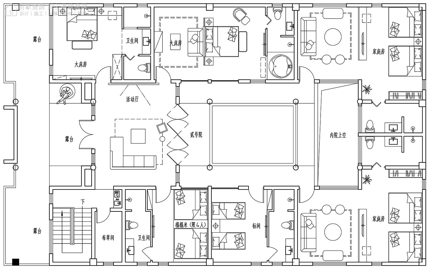 三层新中式别墅全套设计图纸,新中式合院别墅户型图纸