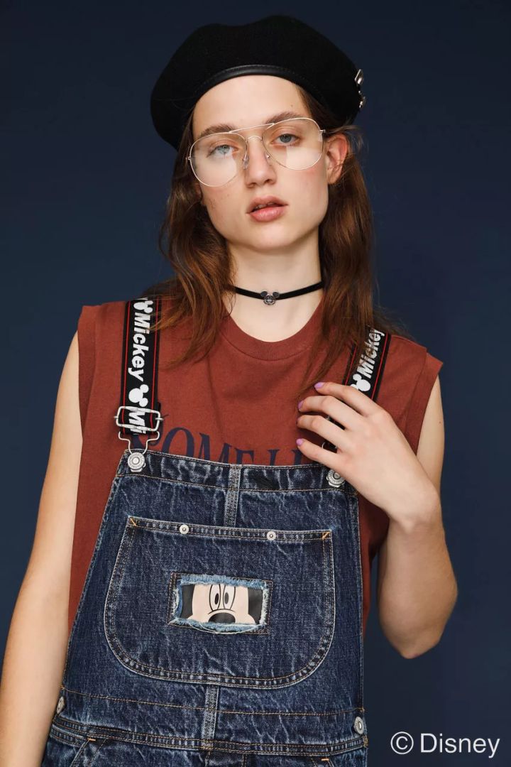 迪士尼联名假背带裤,moussy连体裤同款