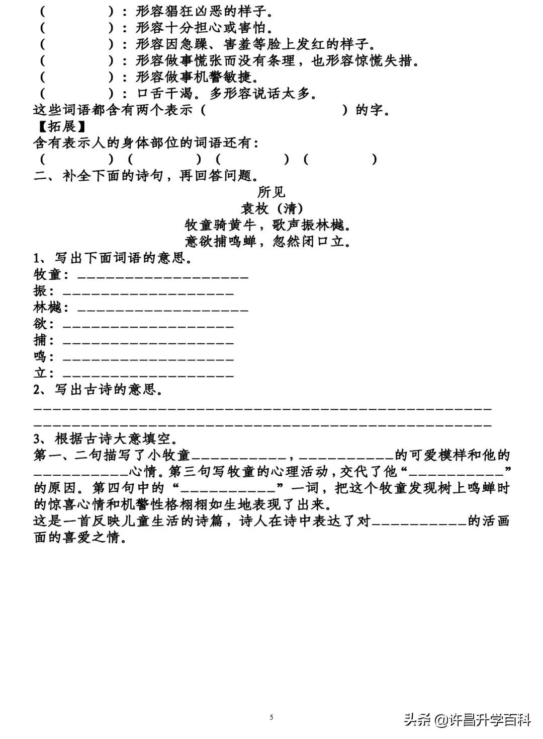 1到6年级语文知识点归纳图片,1-6年级语文1-2单元知识归纳总结