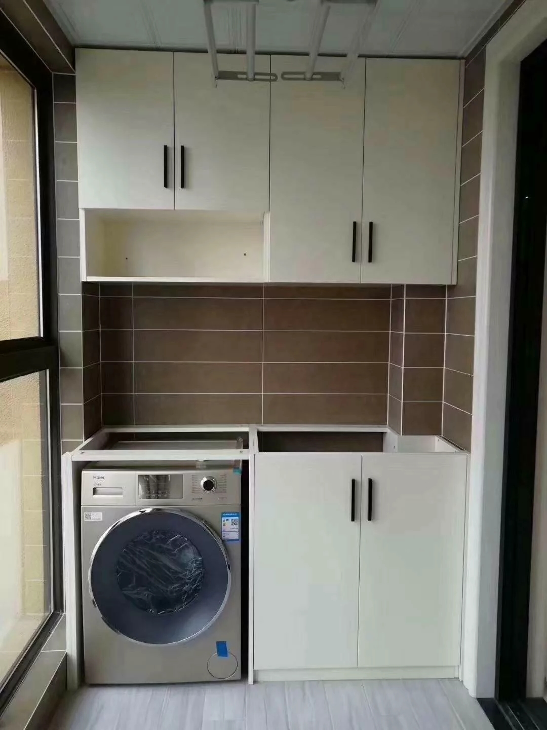 阳台1.2米洗衣机柜洗手盆一体,阳台洗衣机柜怎么选便宜