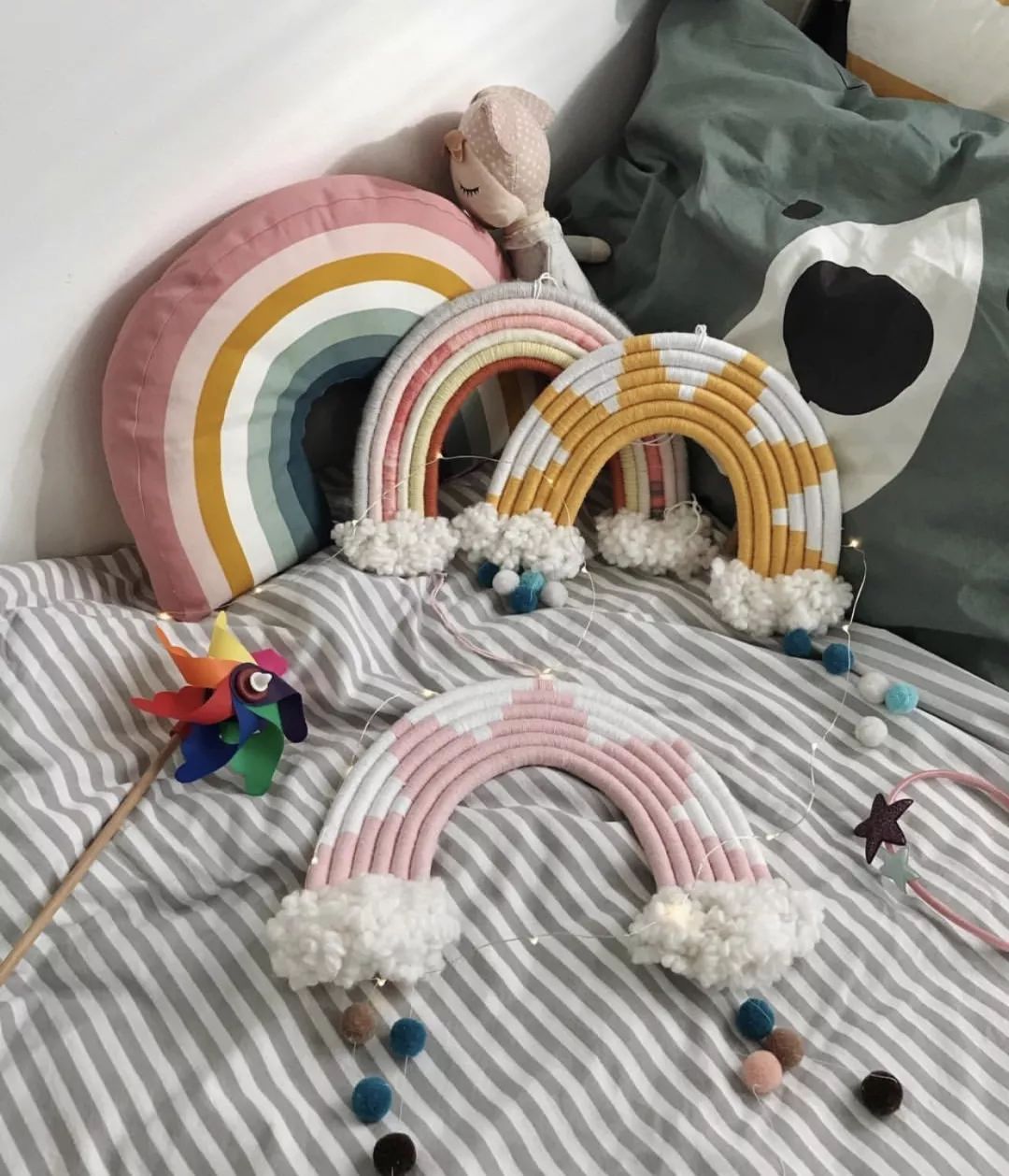 自制漂亮的挂毯,做彩虹云朵挂坠