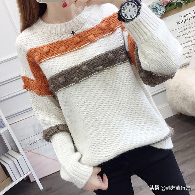 新款韩系秋冬针织毛衣,韩系软糯感浅蓝色针织毛衣