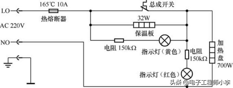 电饭锅电路识图技巧,电饭锅电路图和电路简化图分析