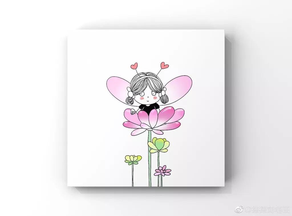 简单清新花卉的简笔画图片大全,唐老鸭简笔画可爱清新小女孩