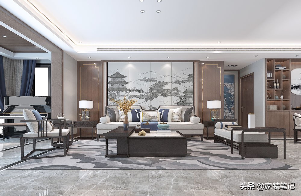 160平方新中式装修风格全屋效果图,160平复式两层装修效果图新中式