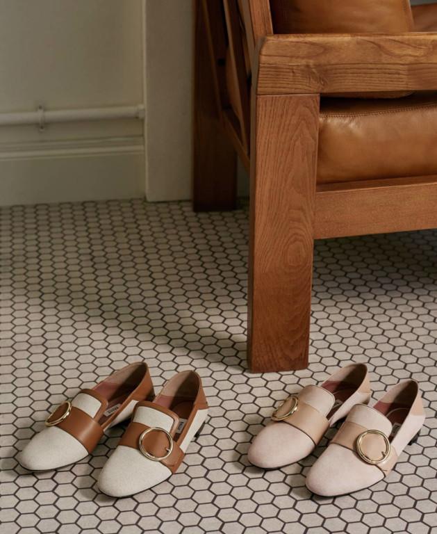 百丽方扣穆勒鞋女,复古一字扣穆勒鞋