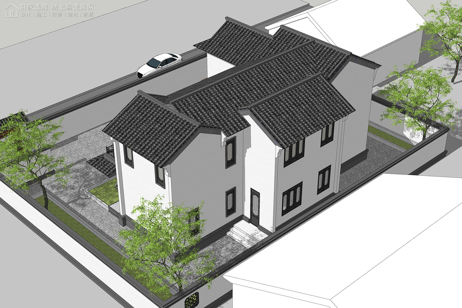 三层新中式别墅全套设计图纸,新中式合院别墅户型图纸