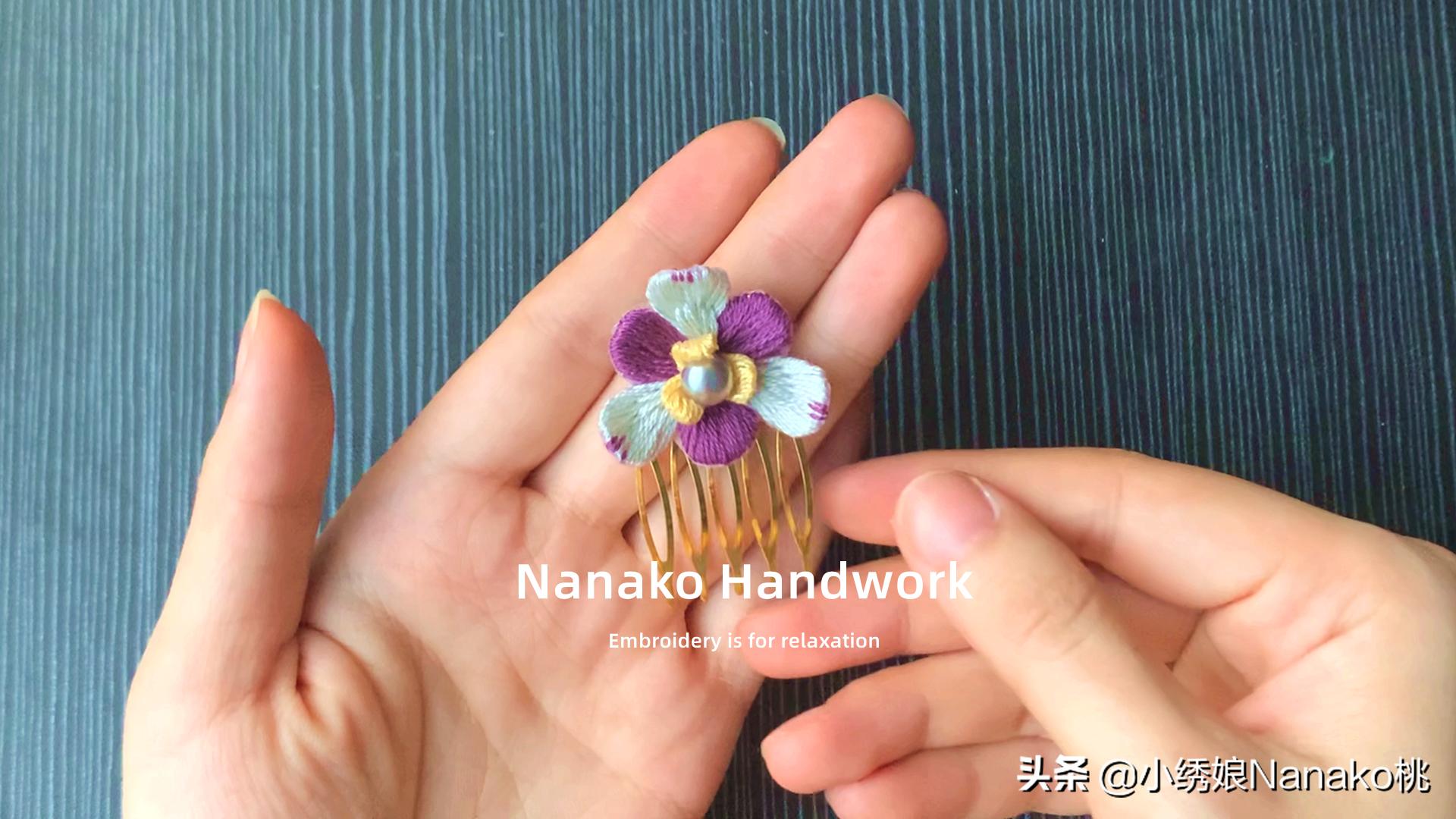 刺绣兰花发饰制作,手工刺绣发饰