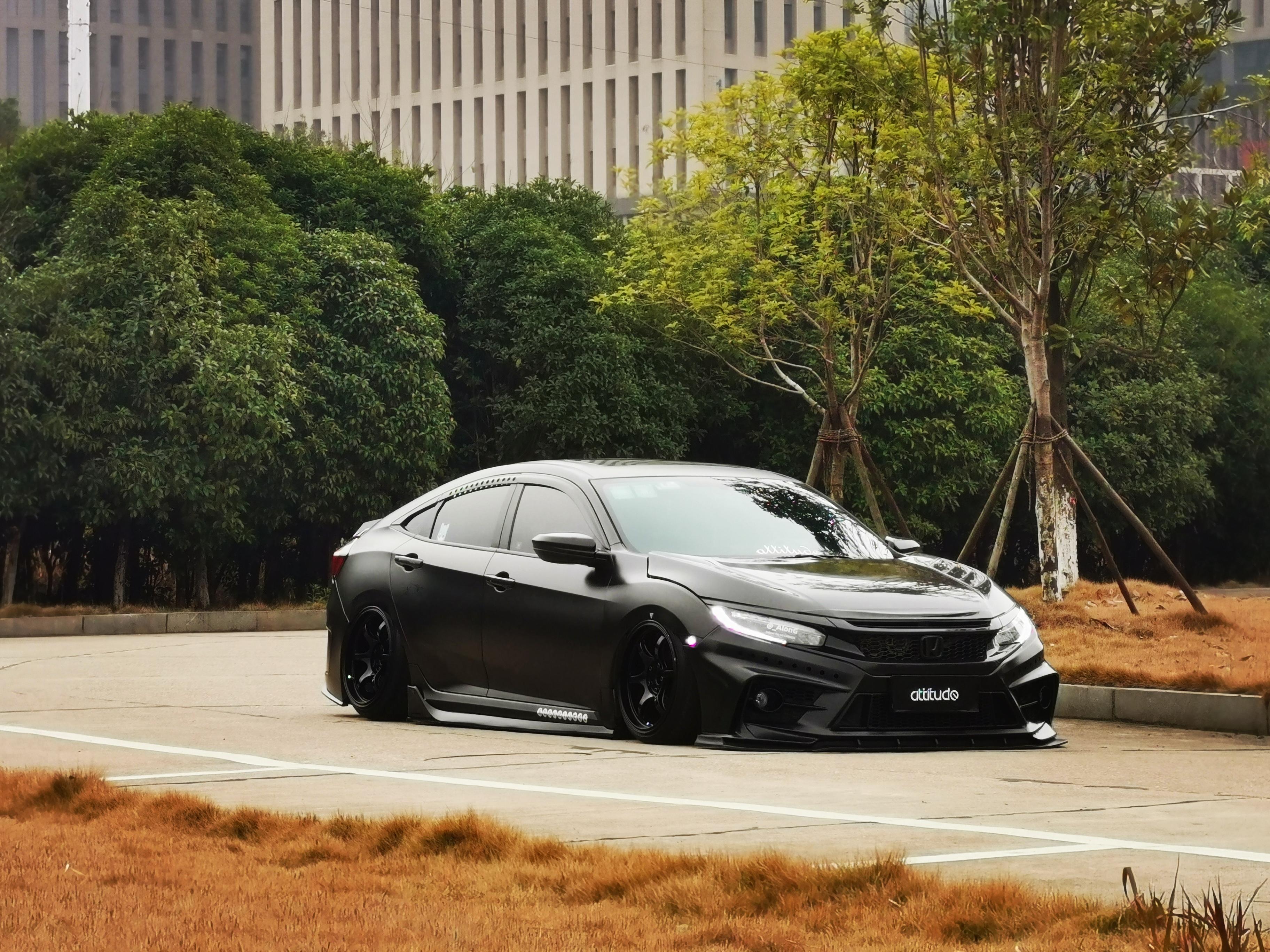 十代思域外观黑白改装方案,十代思域全黑改装