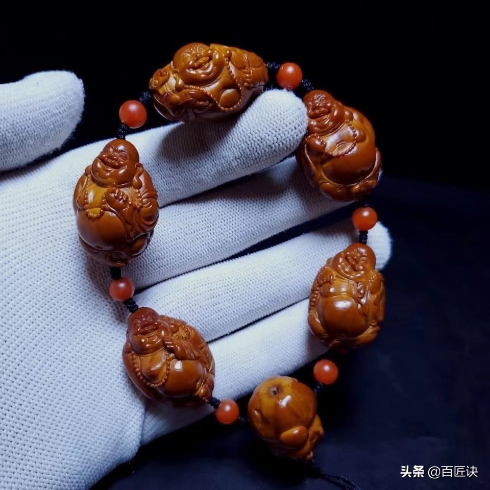 全手工橄榄核核雕手串,橄榄核手串柳叶核雕