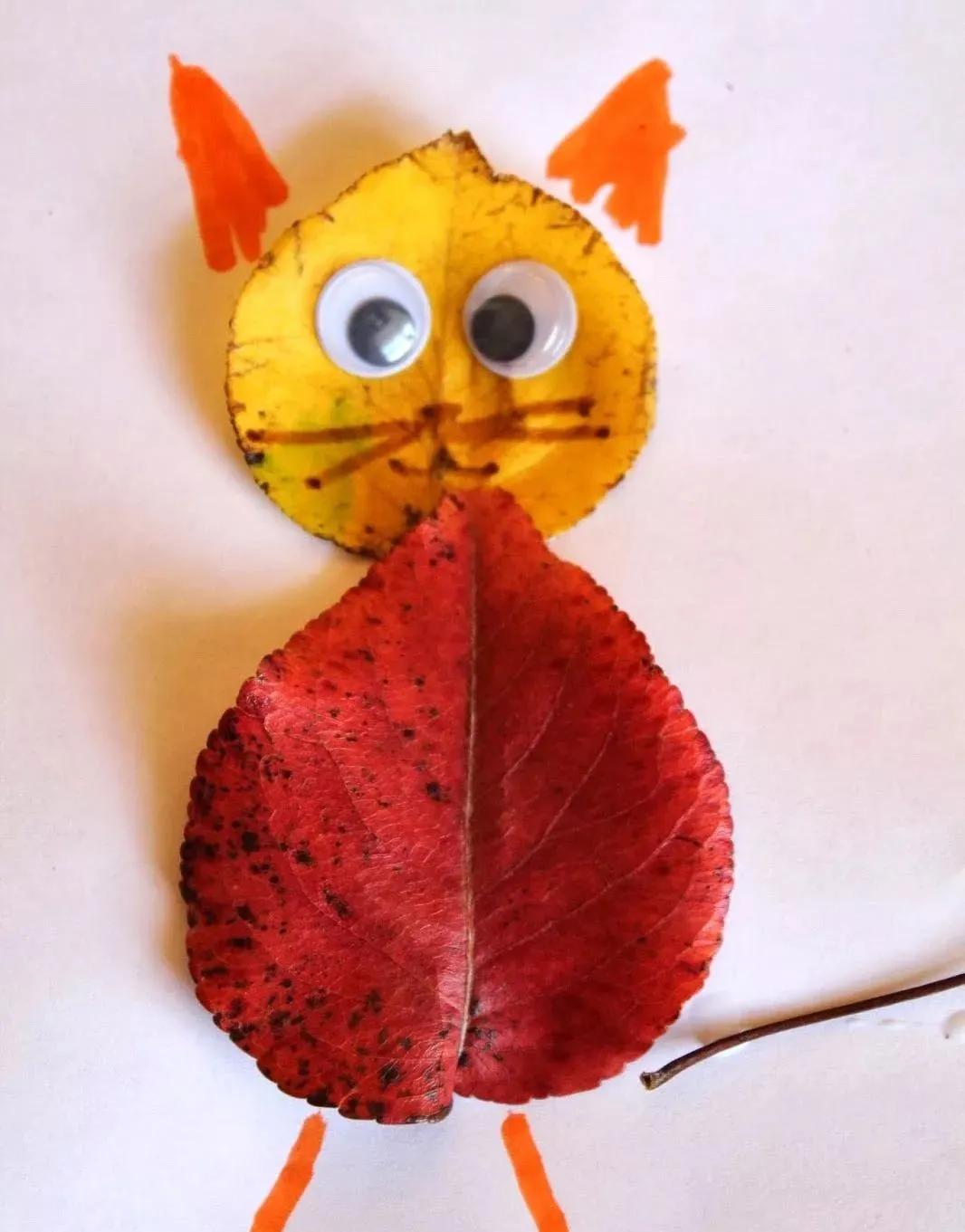 有多少种各种各样的小动物呢,用落叶做可爱的小动物