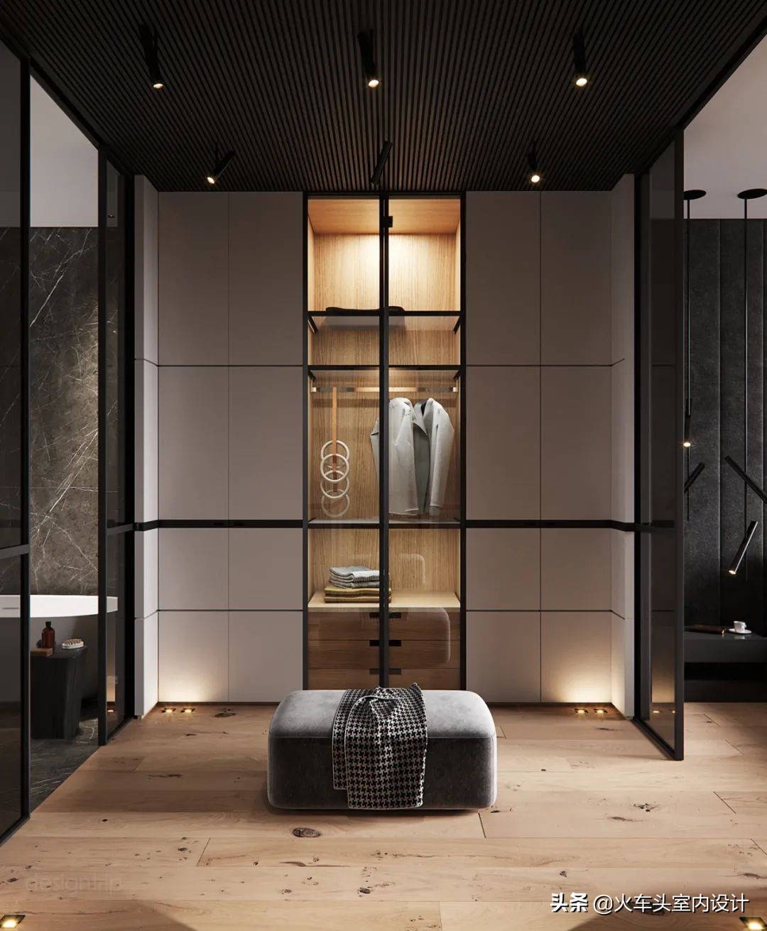 走入式衣帽间设计效果图轻奢风,轻奢简约大气衣帽间