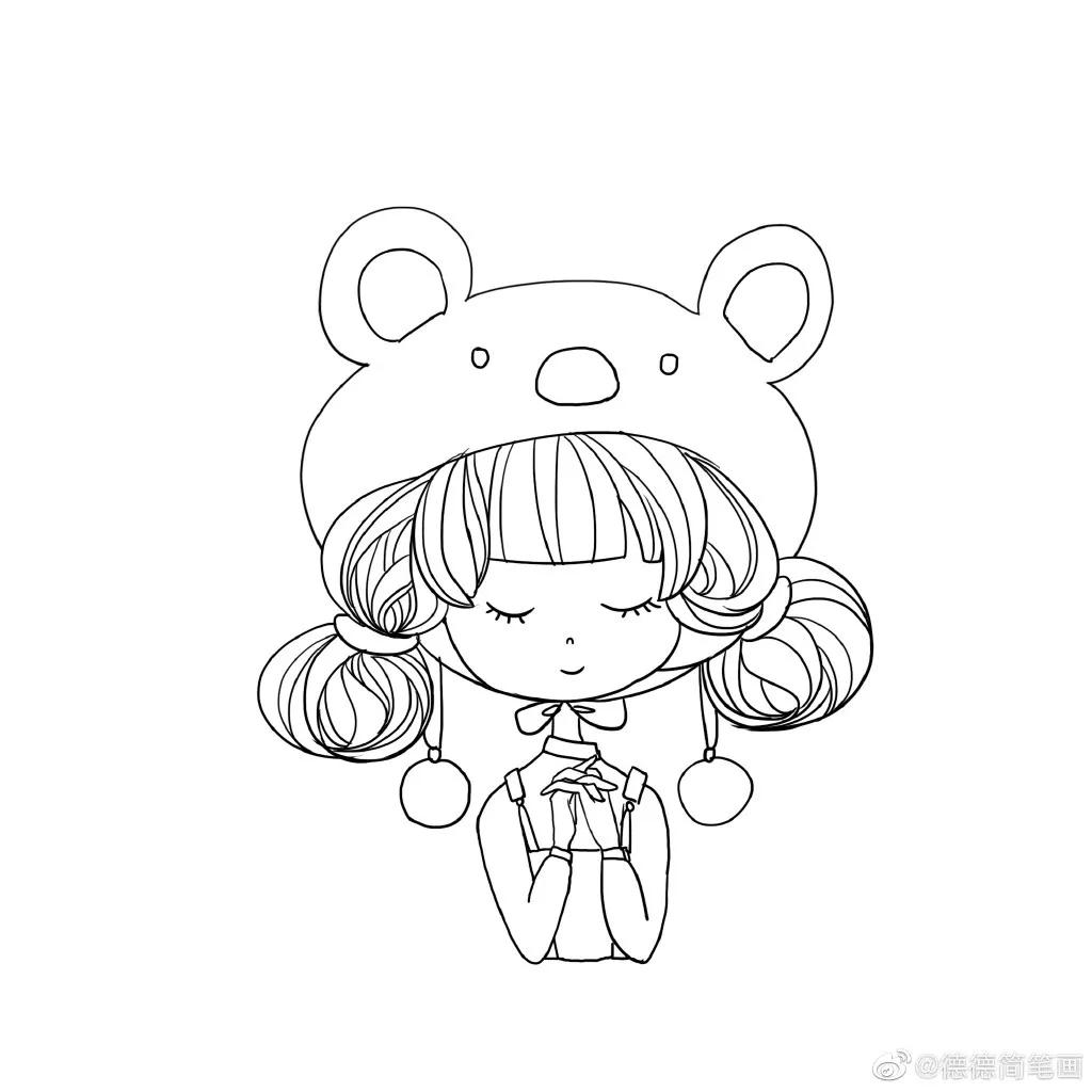 简单清新花卉的简笔画图片大全,唐老鸭简笔画可爱清新小女孩