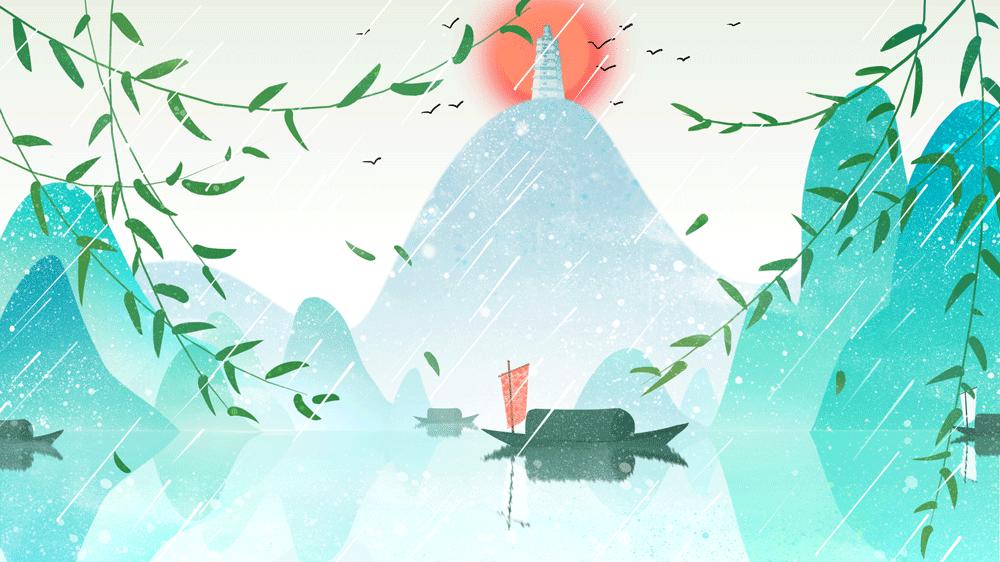 绝美水墨素材,清明动态景色照片素材