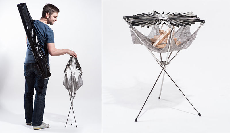 轻巧又实用-雨伞式可折叠烧烤架，给你不一样的野外烧烤体验