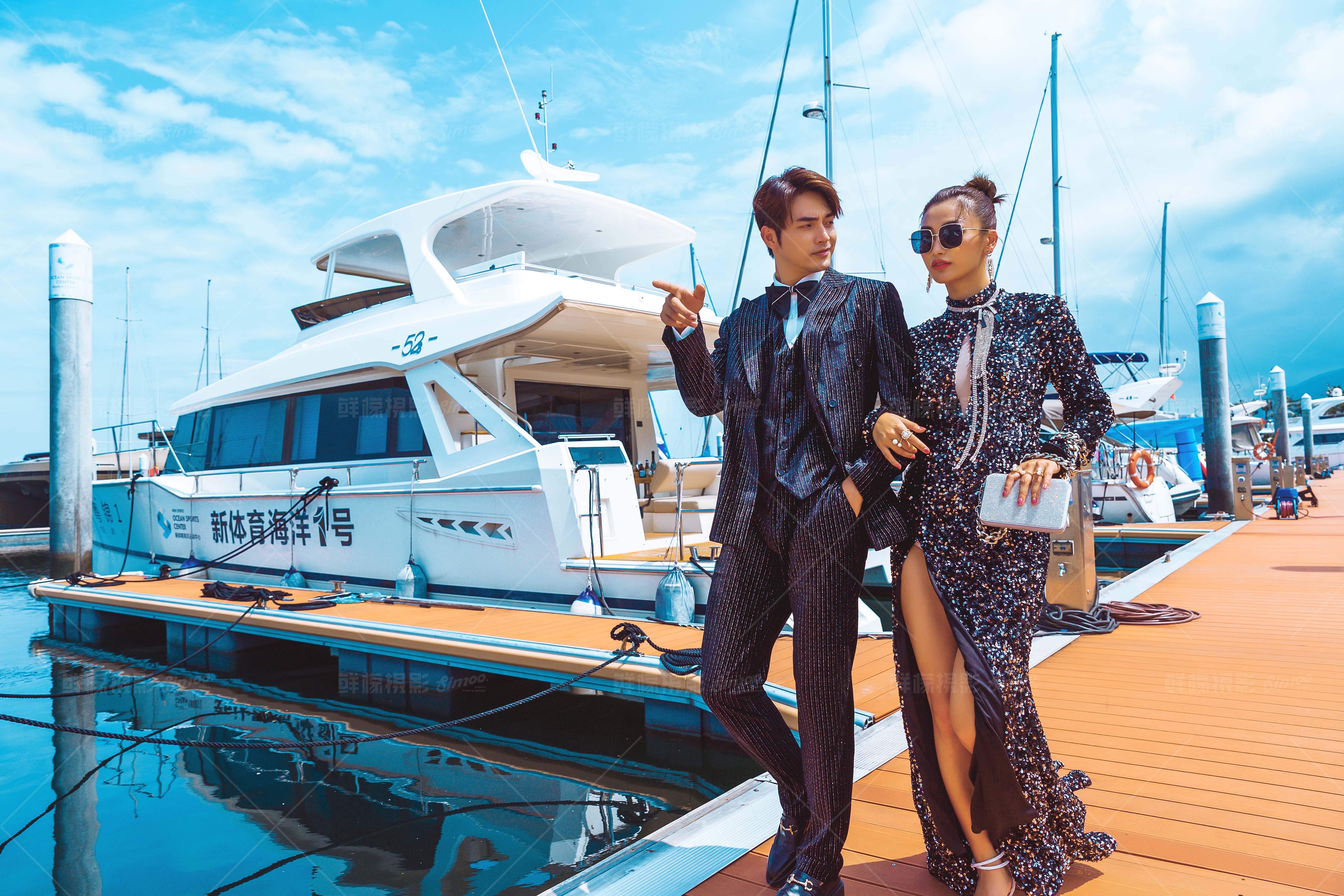 电影港风画面感婚纱照,电影风格海景婚纱照