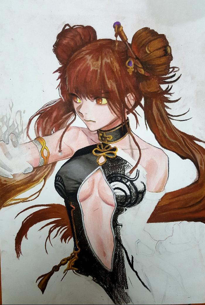 手绘教程王者荣耀人物彩铅画,手绘王者荣耀人物彩铅教程