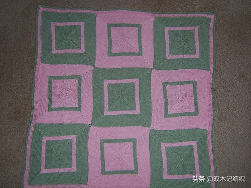 棒针编织漂亮的方块毯子,编织毯子棒针花样左右交叉