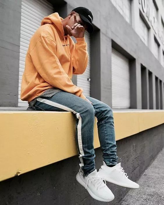 连帽卫衣穿搭技巧秋冬男,高级感潮男加厚连帽卫衣