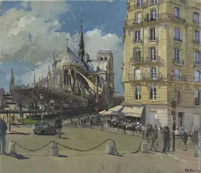 欧洲油画秋日街景,peterbrown油画从哪里买