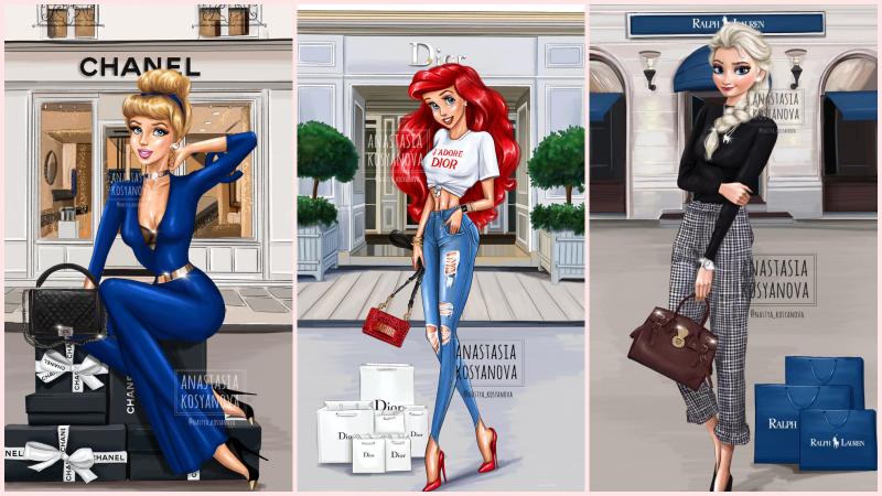 画家笔下的公主：灰姑娘爱Chanel、贝儿爱Gucci，她们都成为网红