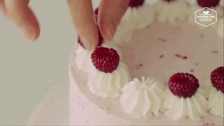 玫瑰荔枝覆盆子芝士蛋糕,粉色派覆盆子香草味蛋糕