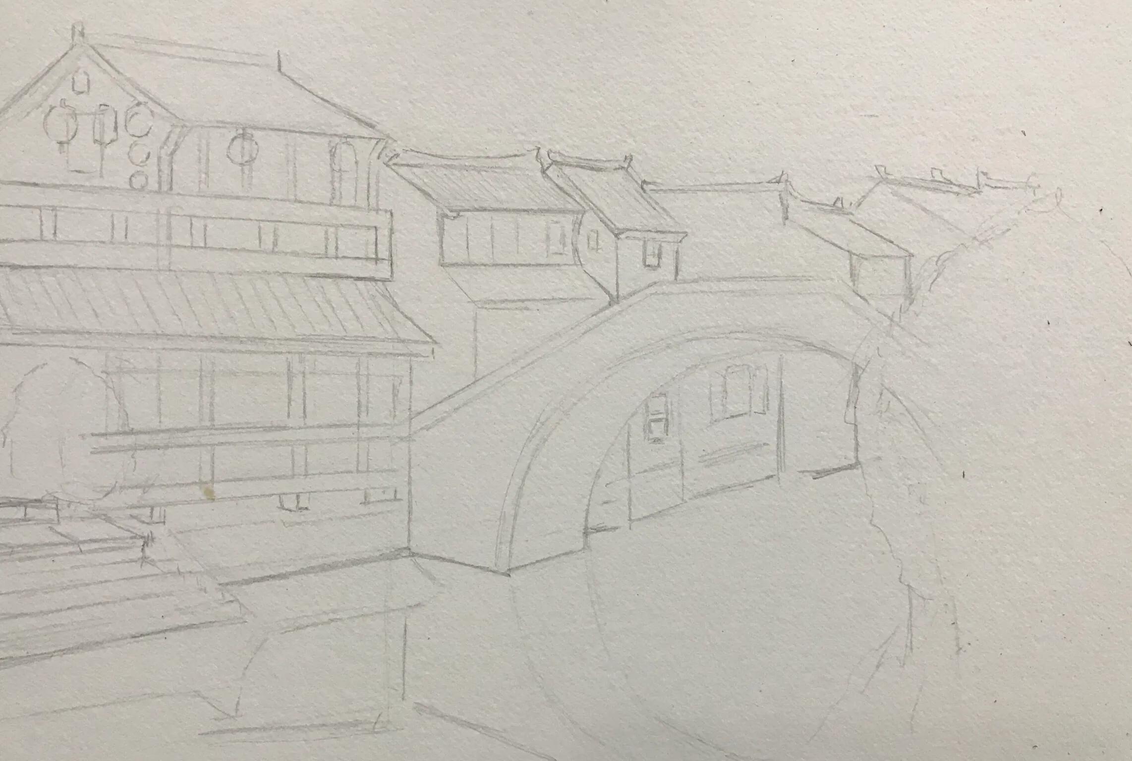 忆江南诗配画水彩,江南水彩风景画