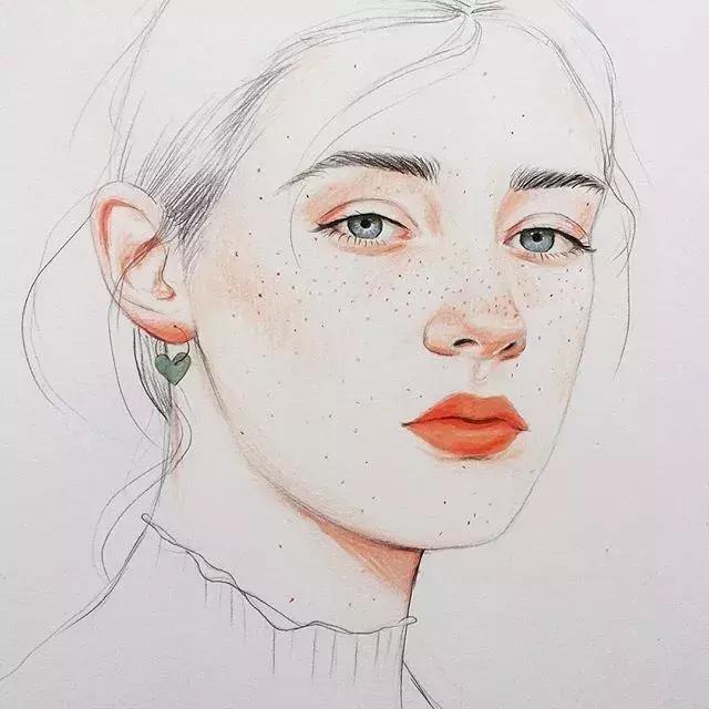 淡淡的彩铅插画，好迷人、性感