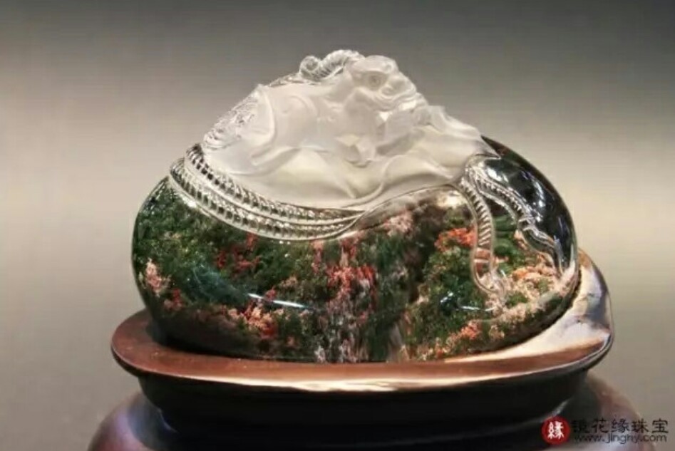 海洋玉髓象形图纹玛瑙,高收藏价值的水纹石图文