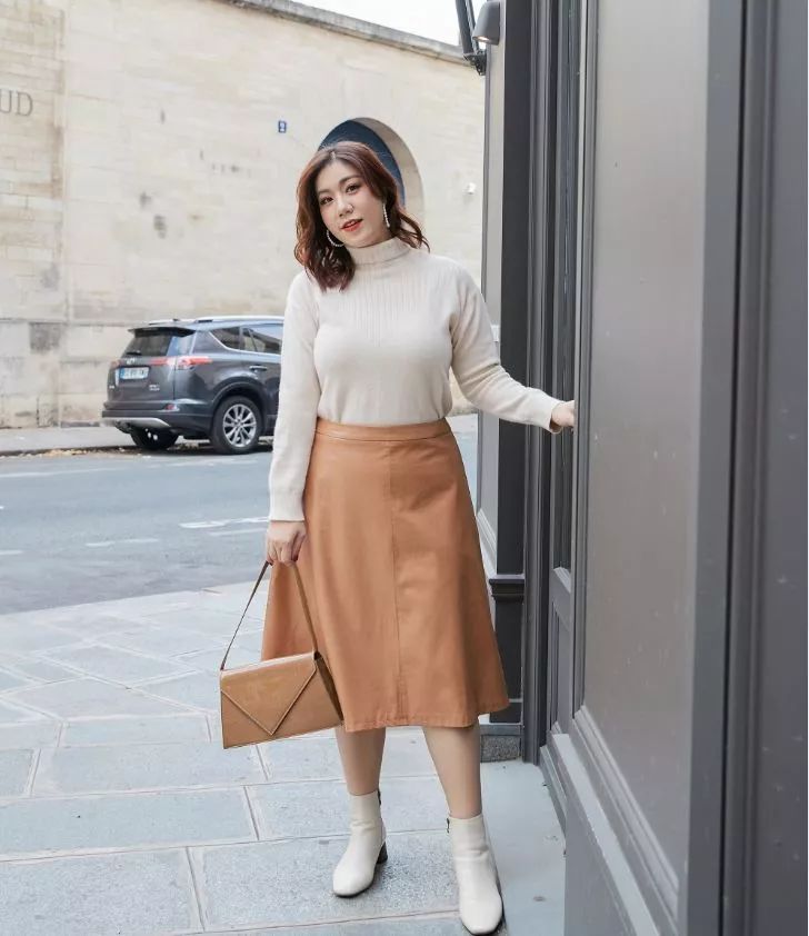 120斤158cm胖mm穿搭裙子,120斤160微胖女生秋装毛衣穿搭