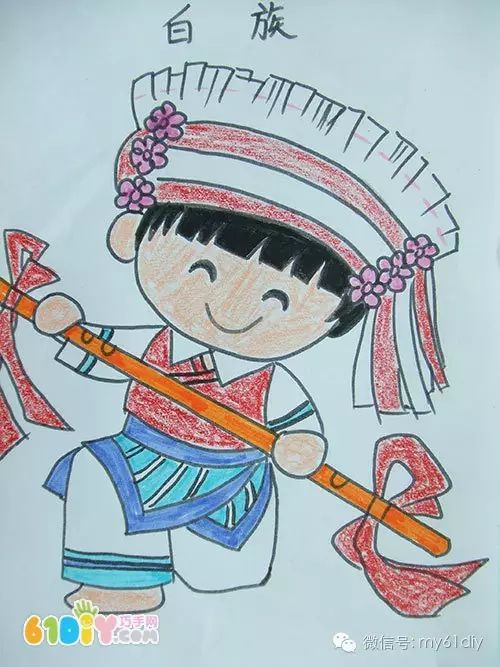 彩色少数民族儿童简笔画图片大全,五十六个民族简笔画卡通