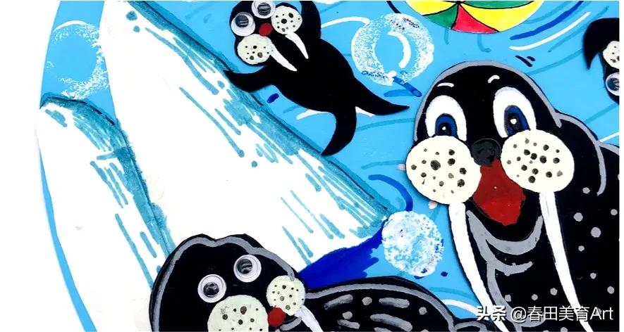 幼儿园海狮表演绘画,5-12岁少儿美术课程手工