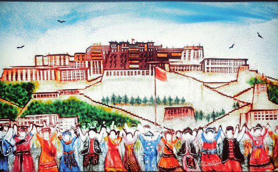 沙画师王经华用流沙讲故事