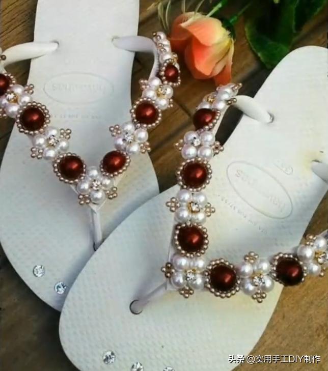 复古人字凉鞋串珠,手工串珠编织拖鞋